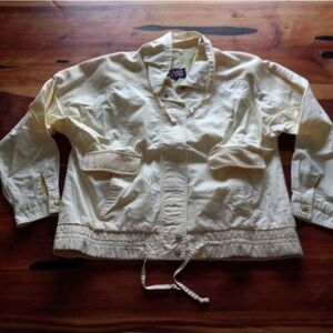 80s Style Pastel Yellow Lightweight Zippered Casual Womens Jacket Size L